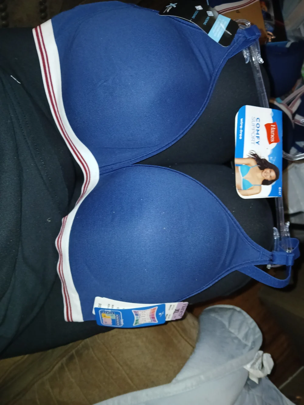 Hanes Women's Navy Comfort Bra with Contrast Band